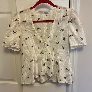 Zara Embroidered Blouse Medium